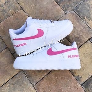 Black Playboy Bunny Custom Nike Air Force 1 - Depop